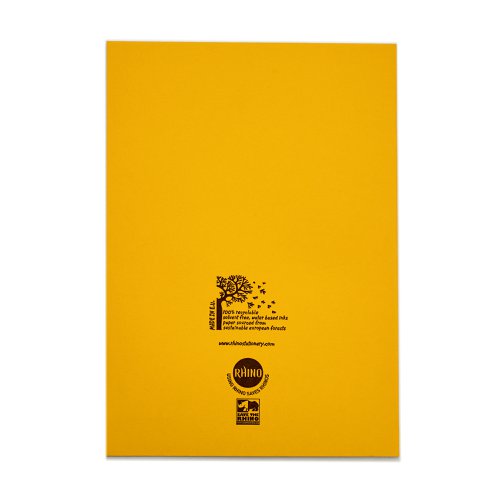 Rhino 13 x 9  A4+ Oversized Exercise Book 40 Page Feint Ruled 12mm Yellow (Pack 100) - VDU024-200-0 Exercise Books & Paper 14657VC