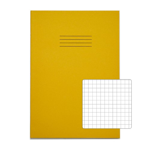 Rhino 13 x 9 A4+ Oversized Exercise Book 40 Page 7mm Squared Yellow (Pack 100) - VDU024-300-2 15287VC