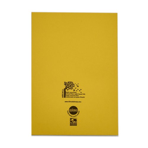 Rhino 13 x 9 A4+ Oversized Exercise Book 40 Page 7mm Squared Yellow (Pack 100) - VDU024-300-2 Exercise Books & Paper 15287VC