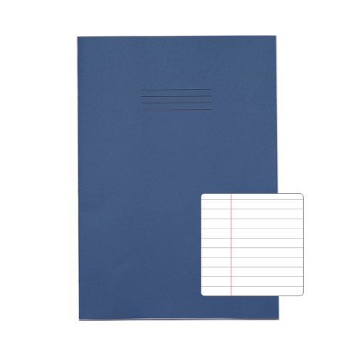 RHINO 13 x 9 A4+ Oversized Exercise Book 80 Pages / 40 Leaf Dark Blue 8mm Lined with Margin