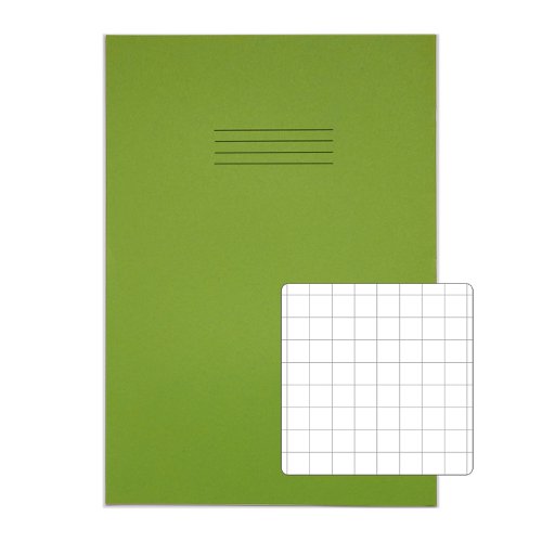 Rhino A4 Plus Exercise Book Green S10 Squared 80 (Pack 50) VDU080-328 Exercise Books & Paper 68100VC