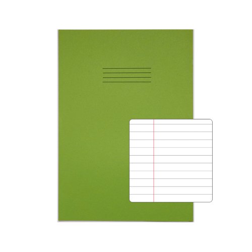 RHINO 13 x 9 A4+ Oversized Exercise Book 80 Pages / 40 Leaf Light Green 8mm Lined with Margin