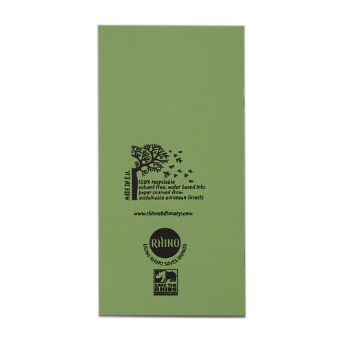 RHINO 8 x 4 Exercise Book 32 Pages / 16 Leaf Light Green 8mm Lined
