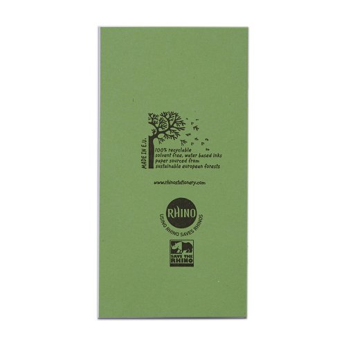 RHINO 8 x 4 Exercise Book 32 Pages / 16 Leaf Light Green Plain