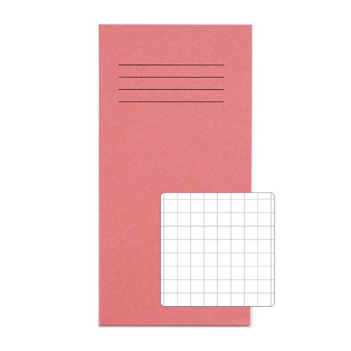 RHINO 8 x 4 Exercise Book 32 Pages / 16 Leaf Pink 10mm Squared