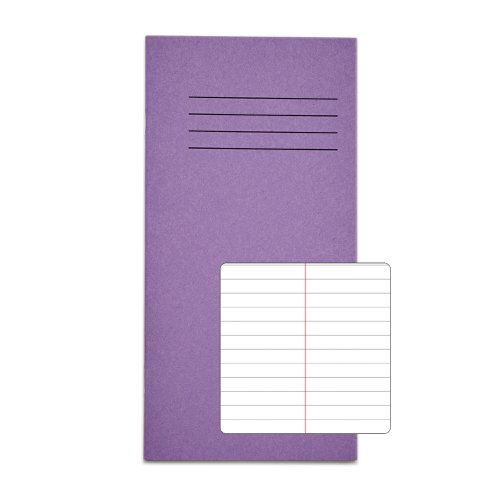 Notebook 8mm Ruled Centre Margin 205X102mm Purple 32 Page Pack Of 100 Nb005122 3P