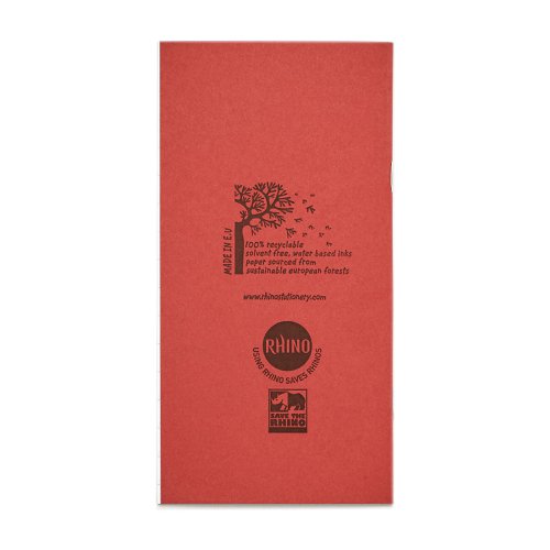 14440VC - Rhino 8 x 4 Exercise Book 32 Page Ruled 12mm Feint Lines F12 Red (Pack 100) - VNB005-96-0