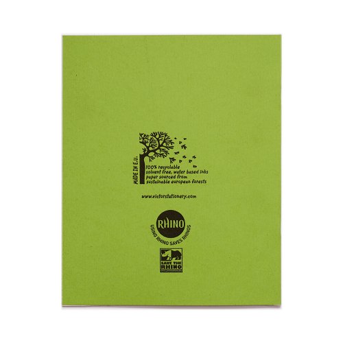 RHINO 8 x 6.5 Exercise Book 32 Pages / 16 Leaf Light Green 10mm Squared