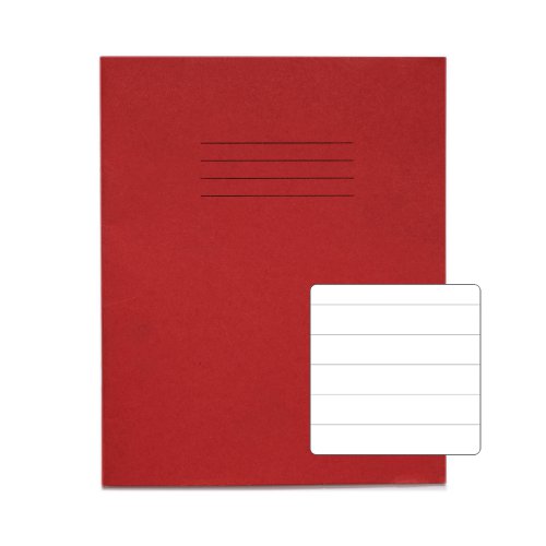 Rhino 8 x 6.5 (205 x 165mm) Exercise Book 32 Page Feint Ruled 15mm Red (Pack 100) - VEX142-165-0