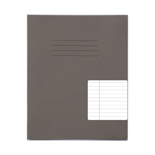 RHINO 8 x 6.5 Exercise Book 48 Pages / 24 Leaf Grey 8mm Lined with Margin