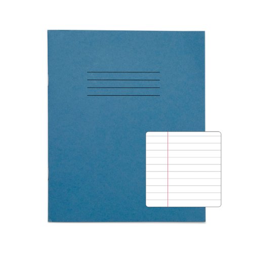 616247 Rhino Exercise Book 8mm Ruled Margin 205X165mm Light Blue 48 Page Pack Of 100 Ex342354 3P