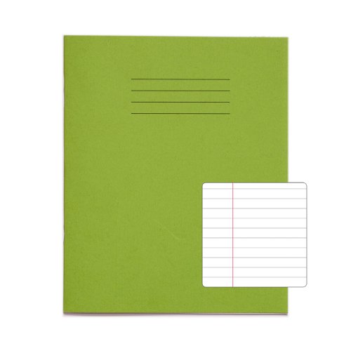 RHINO 8 x 6.5 Exercise Book 48 pages / 24 Leaf Light Green 8mm Lined with Margin