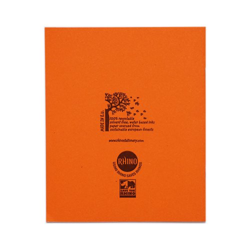 Rhino 8 x 6.5 Exercise Book 48 Page Ruled F8M Orange (Pack 100) - VEX342-370-0 Exercise Books & Paper 14244VC