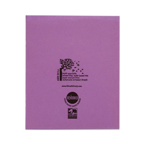 Rhino 8 x 6.5 Exercise Book 48 Page Ruled F8M Purple (Pack 100) - VEX342-419-8 Victor Stationery