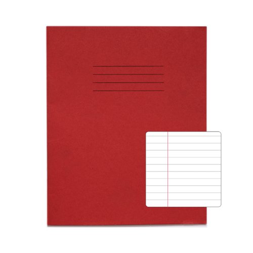 616251 Rhino Exercise Book 8mm Ruled Margin 205X165mm Red 48 Page Pack Of 100 Ex342228 3P