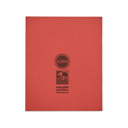 616244 Rhino Exercise Book 8mm Ruled 205X165mm Red 48 Page Pack Of 100 Ex342626 3P
