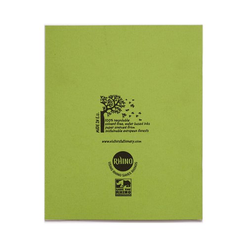 VEX544-222-0: RHINO 8 x 6.5 Exercise Book 80 Page Light Green  S10 (Pack of 10)