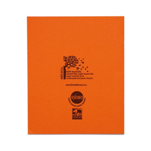RHINO 8 x 6.5 Exercise Book 80 Pages / 40 Leaf Orange 5mm Squared