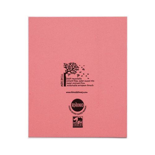 RHINO 8 x 6.5 Exercise Book 48 Pages / 24 Leaf Pink Plain