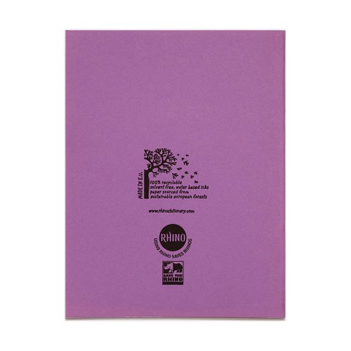 RHINO 9 x 7 Exercise Book 32 Pages / 16 Leaf Purple 15mm Lined with Plain Reverse