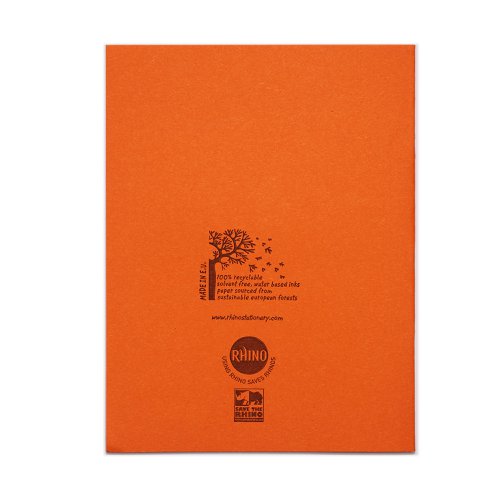 Rhino 9 x 7 A5+ Exercise Book 48 Page Feint Ruled 8mm With Plain Reverse Orange (Pack 100) - VAG011-6 Victor Stationery