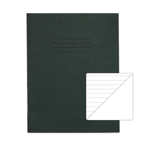 RHINO 9 x 7 Exercise Book 80 Pages / 40 Leaf Dark Green 8mm Lined with Plain Reverse