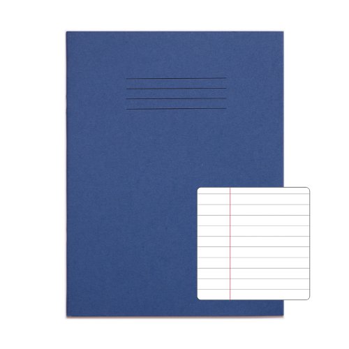 Rhino 9 x 7 A5+ Exercise Book 96 Page Feint Ruled 8mm With Margin Dark Blue (Pack 100) - VAA037-0