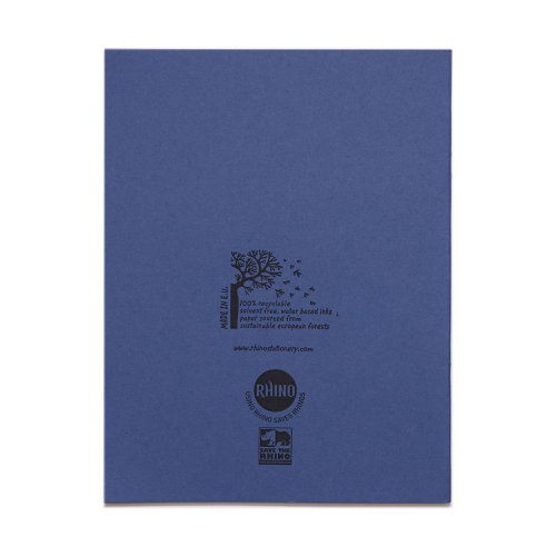 Rhino 9 x 7 A5+ Exercise Book 96 Page Feint Ruled 8mm With Margin Dark Blue (Pack 100) - VAA037-0 Victor Stationery