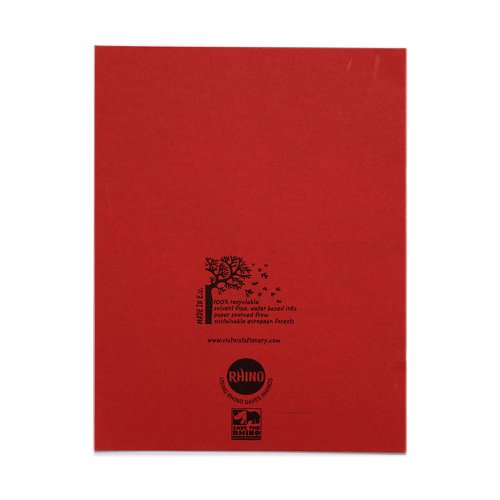 RHINO 9 x 7 Exercise Book 32 Pages / 16 Leaf Red Top Half Plain and Bottom Half 15mm Lined