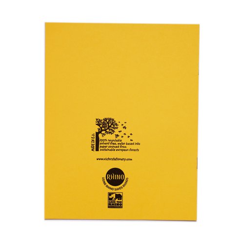 RHINO 9 x 7 Exercise Book 32 Pages / 16 Leaf Yellow 20mm Squared