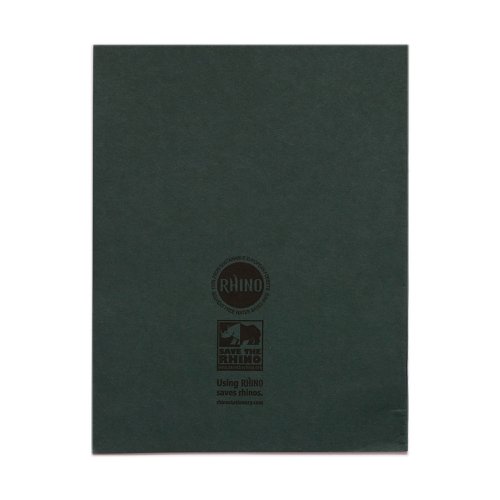 RHINO 9 x 7 Exercise Book 48 Pages / 24 Leaf Dark Green 8mm Lined with Margin