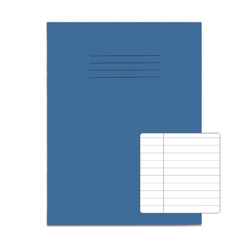 RHINO 9 x 7 Exercise Book 48 pages / 24 Leaf Light Blue 8mm Lined with Margin