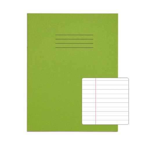 RHINO 9 x 7 Exercise Book 48 pages / 24 Leaf Light Green 8mm Lined with Margin