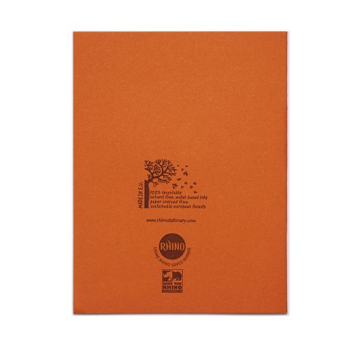 RHINO 9 x 7 Exercise Book 80 Pages / 40 Leaf Orange 10mm Squared