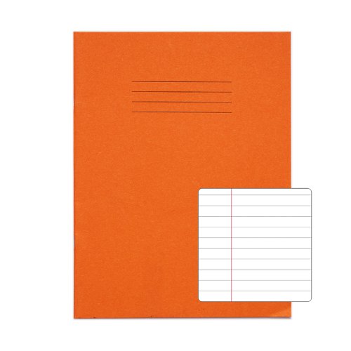 RHINO 9 x 7 Exercise Book 80 Pages / 40 Leaf Orange 8mm Lined with Margin
