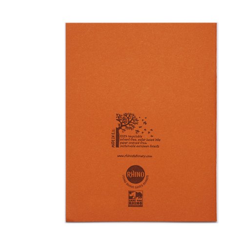 RHINO 9 x 7 Exercise Book 80 Pages / 40 Leaf Orange 5mm Squared