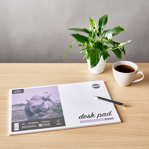 RHINO Desk Pad; 5mm Dotted; A3; 90gsm FSC Paper; 50 Sheets (Pack of 10) Memo Pads RDPD-6