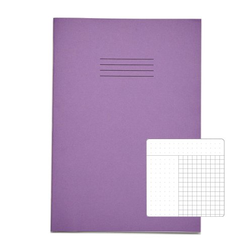 RHINO A4 Cornell Exercise Book 80 Pages / 40 Leaf Purple 5mm Squared with Dot Grid Margins