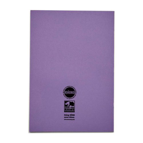 RHINO A4 Cornell Exercise Book 80 Page Purple 5mm Squared (Pack of 10)