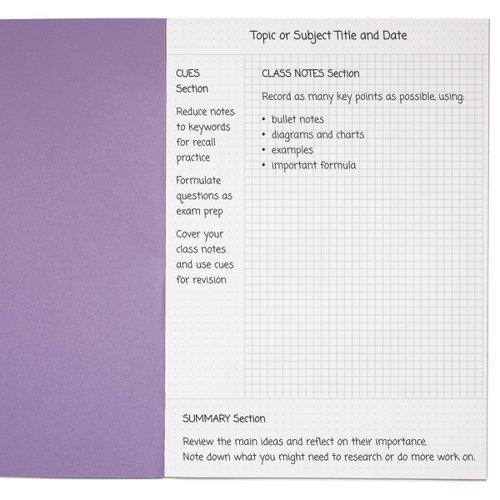 RHINO A4 Cornell Exercise Book 80 Page Purple 5mm Squared (Pack of 10)