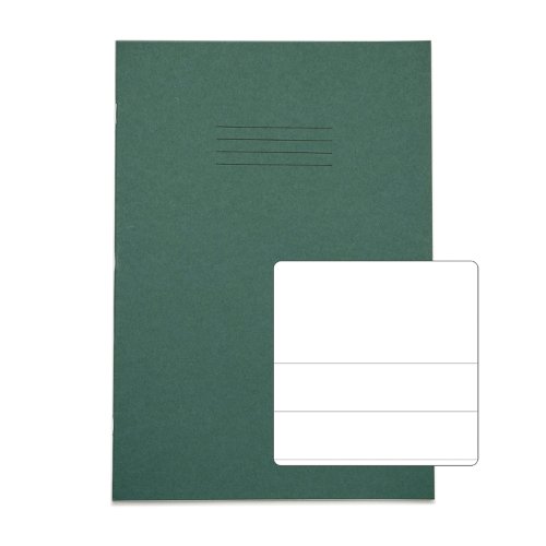 RHINO A4 Exercise Book 32 Pages / 16 Leaf Dark Green Top Half Plain and Bottom Half 20mm Lined