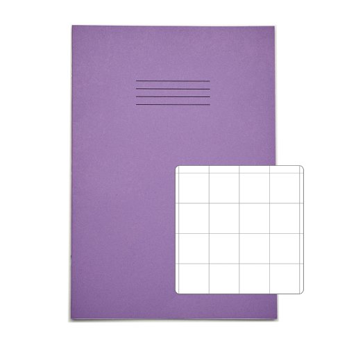 Rhino A4 Exercise Book 32 Page 20mm Squared Purple (Pack 100) - VDU014-300-0