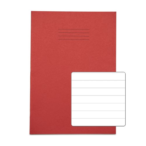 Rhino A4 Exercise Book 32 Page Feint Ruled 12mm Red (Pack 100) - VDU014-80-4 15217VC
