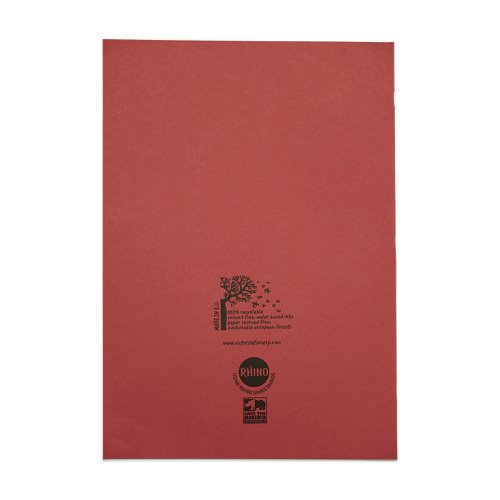 Rhino A4 Exercise Book 32 Page Feint Ruled 12mm Red (Pack 100) - VDU014-80-4 Exercise Books & Paper 15217VC