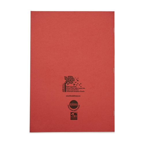 RHINO A4 Exercise Book 32 Pages / 16 Leaf Red 15mm Lined with Plain Reverse