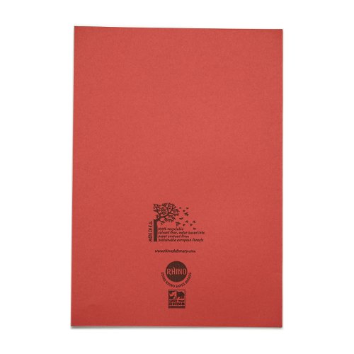 Rhino A4 Exercise Book 32 Page 20mm Squared Red (Pack 100) - VDU014-200-8 Victor Stationery