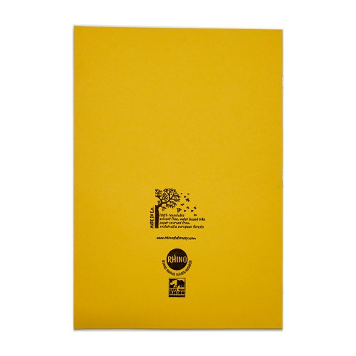 Rhino A4 Exercise Book 32 Page 10mm Squared Yellow (Pack 100) - VDU014-152-0 Exercise Books & Paper 15161VC