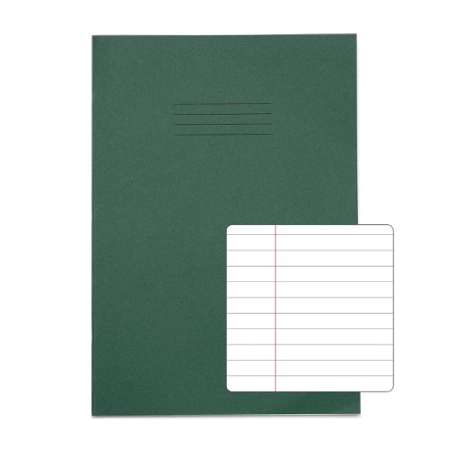 RHINO A4 Exercise Book 48 pages / 24 Leaf Dark Green 8mm Lined with Margin