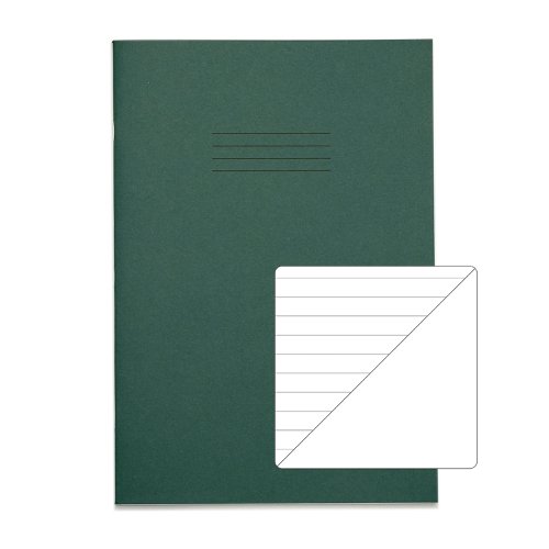Rhino Exercise Book Plain 8mm Ruled Alternate A4 Dark Green 48 Page Pack Of 100 Ex68167 3P