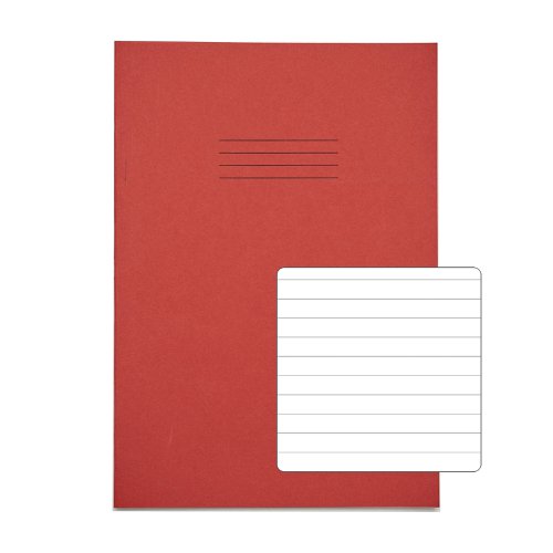Rhino A4 Exercise Book 48 page Feint Ruled 8mm Red (Pack 100) - VEX681-437-0 14720VC
